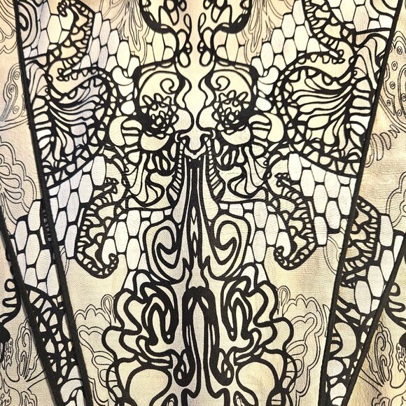 Willow and Clay Black Ivory Silk Top Small Whimsygoth Boho Chic Coquette - Picture 7 of 12